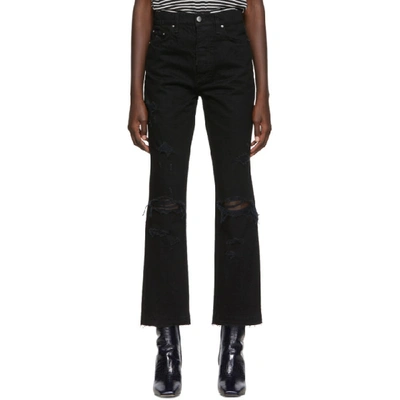 Amiri Thrasher Crop Straight Minimal Jeans In Black