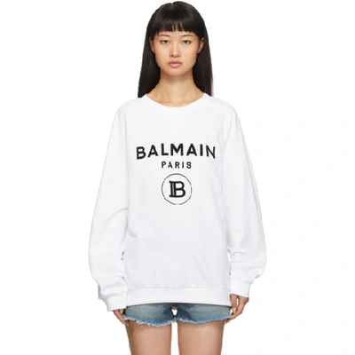 Balmain Sweatshirt Mit Logo-print In White