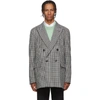 AMI ALEXANDRE MATTIUSSI AMI ALEXANDRE MATTIUSSI BLACK AND WHITE HOUNDSTOOTH DOUBLE-BREASTED BLAZER