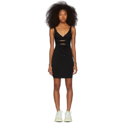 Alexander Wang T Ruched Crepe Jersey Short Dress In Black