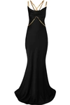 VERSACE EMBELLISHED SATIN GOWN