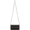 Valentino Garavani Rockstud Leather Continental Wallet On Chain In Black