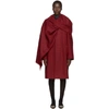 Balenciaga Draped Houndstooth Wool Coat In 6400 Red