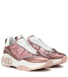 Jimmy Choo Raine Galactica Glitter-embellished Leather Trainers In Pink
