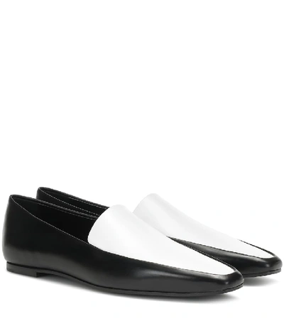 The Row Minimal Two-tone Leather Loafers In Black Off White