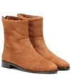 BOUGEOTTE SHEARLING-LINED SUEDE ANKLE BOOTS,P00405762