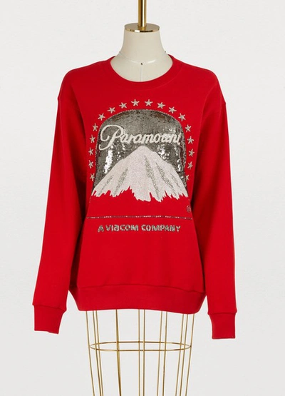 Gucci Red Paramount Pictures® Edition Sequin Sweatshirt In Red Cotton Jersey