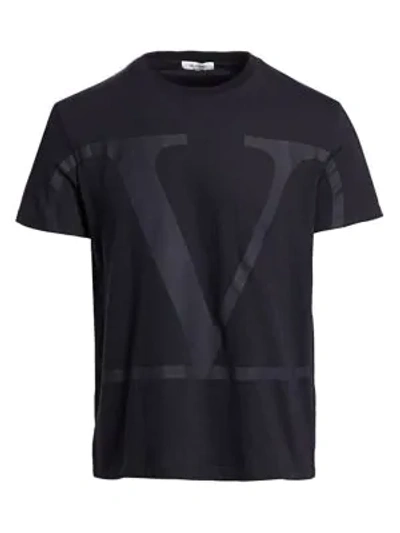 Valentino Vlogo Printed Cotton Jersey T-shirt In Black