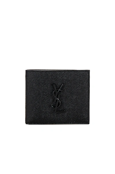 Saint Laurent East West Monogram Wallet In Black