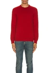 Saint Laurent Round Neck Cashmere Jumper In Red