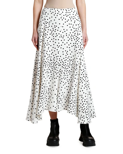 Stella Mccartney Dotted Stretch-cady Midi Skirt In Natural
