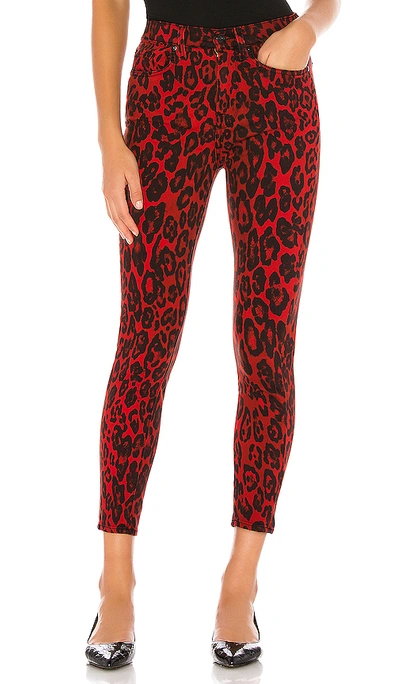 7 For All Mankind High Waisted Ankle Skinny Jeans In Red Cheetah