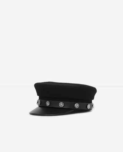 The Kooples Wool And Leather Black Cap