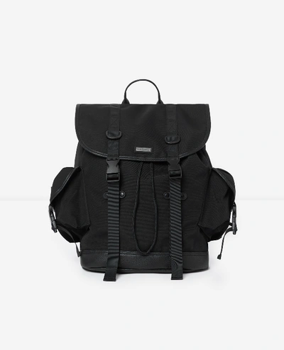 The Kooples Dual-material Black Fabric Backpack
