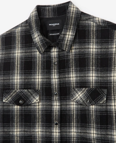 The Kooples Brushed Plaid Slim Fit Button-down Shirt In Bla