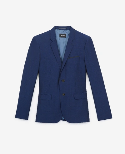 The Kooples Double Irregular Seams Slim Fit Jacket In Blue