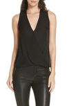 L Agence Mila Draped Silk Surplice Blouse In Black