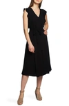 1.state Sleeveless Ruffle-trim Midi Dress In Rich Black