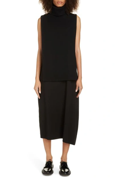 Y's Midi Tank Dress With Removable Sleeveless Turtleneck In Black