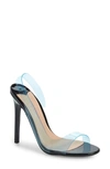 Tony Bianco Kandis Clear Slingback Sandal In Blue Vynalite Faux Leather