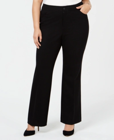 Anne Klein Plus Size Wide-leg Trousers In Black