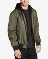 GUESS MEN'S BOMBER JACKET WITH REMOVABLE HOODED INSET