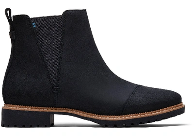 Toms Schwarze Nubuck Leder Cleo Boots Für Damen - Grösse Eu 39 Stiefel Black In Black Leather