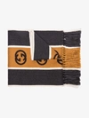 GUCCI GREY AND BROWN STRIPED GG SCARF,5756054G18414037450