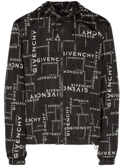 Givenchy Logo-pattern Zip-up Windbreaker In Black