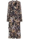 ZIMMERMANN MIDNIGHT WISTERIA FLORAL PRINT MIDI DRESS