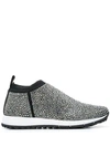 Jimmy Choo Norway Crystal-embellished Slip-on Sneakers In Black