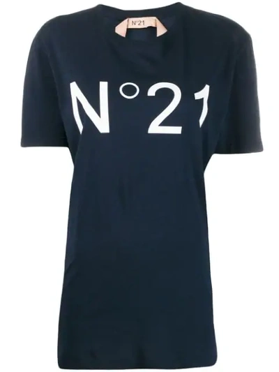 N°21 Nº21 Logo印花t恤 - 蓝色 In Blue