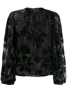 SAINT LAURENT SAINT LAURENT SHINY FLORAL EMBROIDERED BLOUSE - 黑色