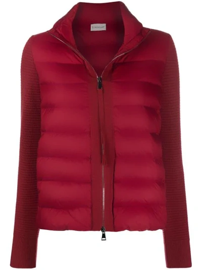 Moncler Knitted Sleeves Zip-up Jacket - 红色 In Red