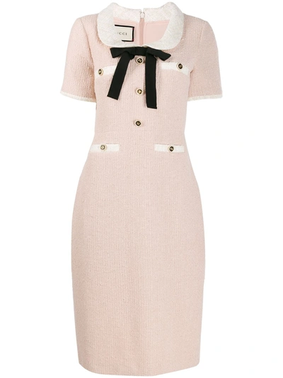 Gucci Cotton-blend Tweed Midi Dress In Pink