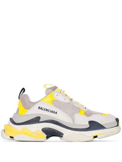 Balenciaga Triple S Logo-embroidered Leather, Nubuck And Mesh Trainers In Grey