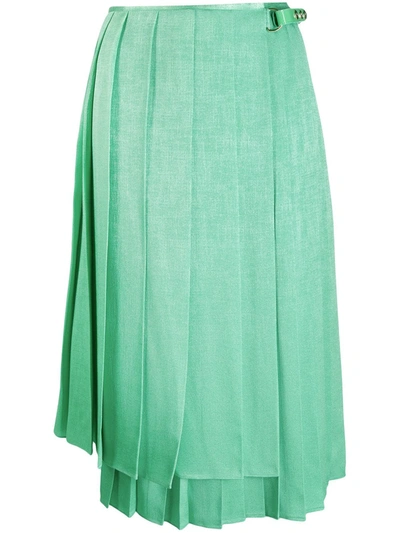 Fendi Textured Silk Skirt In Green