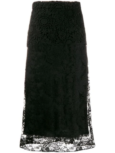 Prada Lace Midi Skirt - 黑色 In Black