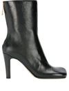 Bottega Veneta 90mm Bloc Leather Ankle Boots In Black