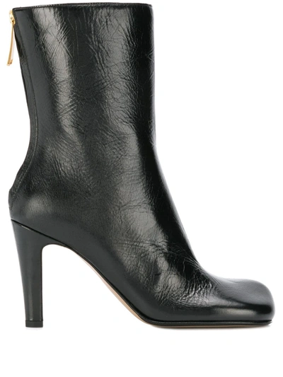 Bottega Veneta 90mm Bloc Leather Ankle Boots In Black