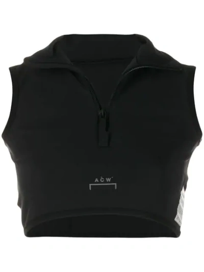 A-cold-wall* Cropped Zip-up Tank Top In Black