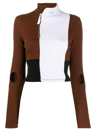A-cold-wall* Colour Block Ribbed Top In Brown