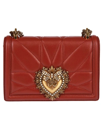 Dolce & Gabbana Quilted Shoulder Bag In Red Poppy