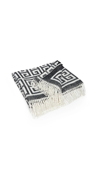 Jonathan Adler Greek Key Throw Blanket In Black/natural