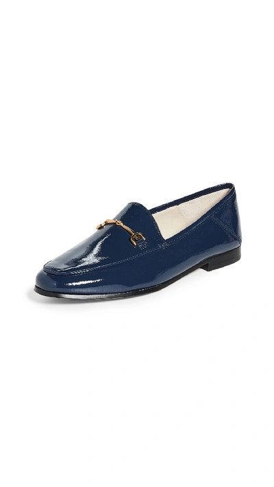 Sam Edelman 'loraine' Horsebit Leather Loafers In Navy Crinkle Patent