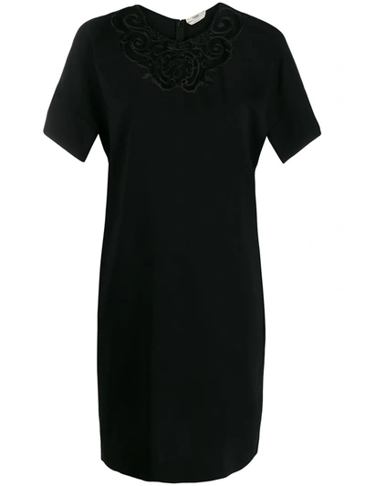 Fendi Embroidered Shift Dress - 黑色 In Black