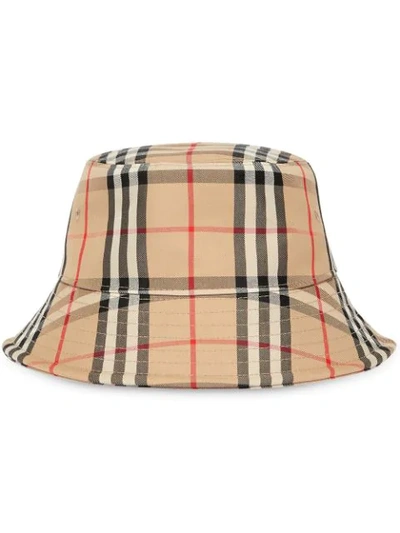Burberry Beige Vintage Check Bucket Hat In Multi-colour