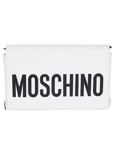 Moschino Logo Shoulder Bag In White