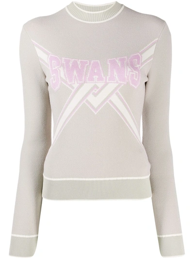 Off-white Grey Graphic Round Neck Sweater