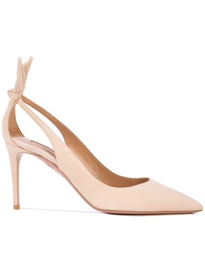 Aquazzura 105mm Bow Tie Pumps Honey In Beige